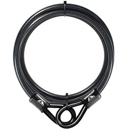 Security Steel Cable - 3/8 inch (10 mm) Thick (4', 7', 15', 20' or 30') Vinyl Coated Braided Steel Cable with Double Sealed Looped Ends for U-Lock, Padlock, Disc Lock (7 FT) - color: 7 FT