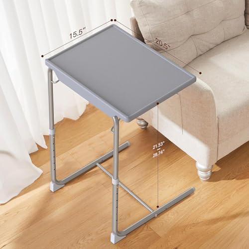 HUANUO Adjustable TV Tray Table - TV Dinner Tray on Bed & Sofa, Comfortable Folding Table with 6 Height & 3 Tilt Angle Adjustments (Gray) - color: Grey