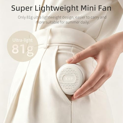 XAP Clip On Mini Fan, USB Rechargeable Portable Fan | 360° Rotatable, Silent Bladeless, 3 Speeds, Personal Cooling, Wearable