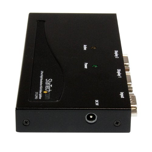 StarTech 2-Port VGA Video Splitter - 2048x1536 at 80Hz - TAA (ST122PRO) | Duplicates 1 VGA source to 2 monitors, Built-in amplifier, 350MHz high video bandwidth, VGA splitter 1x2 - style: 2 Port