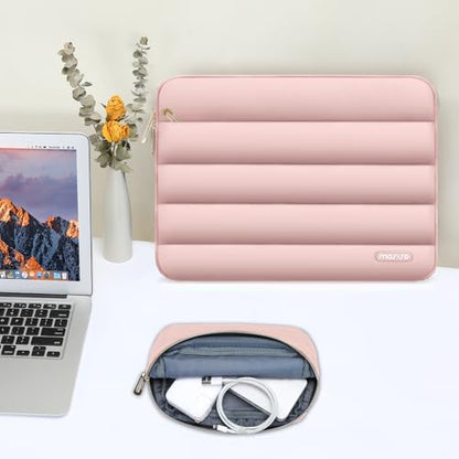 MOSISO Laptop Case 16 inch, 15-15.6 inch Puffy Laptop Sleeve Compatible with MacBook Pro 16 M5 M4 M3 M2 M1, HP Dell ASUS Acer Toshiba Lenovo, Polyester Horizontal Bag with Small Case, Pink - color: Pink, size: 16 inch