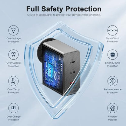 TAIFU 28V 5A PD3.1140W GaN Powerhouse - Dual USB - C Foldable Fast Charger, Ultra - Compact 40W for Laptops, iPhone 17 16/15 Pro, Samsung Galaxy S24/S23 & More Ultra-Portable Travel Power Adapter
