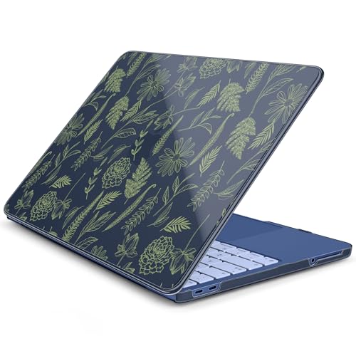Batianda Case for MacBook Neo 13 Inch 2026 Model A3404, Sage Botanical | 4-in-1 Laptop Accessories Bundle with Sage Botanical Art, Ultra Slim Hard Shell for Students and Nature Lovers - color: Midnight Leaf Outlines