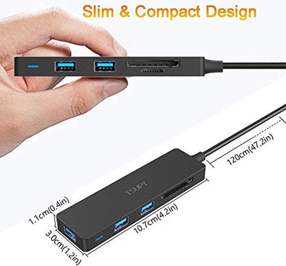USB Hub 3.0 Splitter, TSUPY USB 3.0 Hub Multi USB Adapter Port Expander with 4ft Cable, SD/TF Card Reader & 3 USB 3.0 Ports Compatible for PC, Laptops, Surface Pro, MacBook, iMac Pro - size: 4 FT