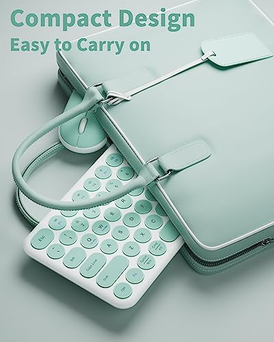Wireless Keyboard Mouse Combo, mini Quiet Keyboard (Green White) | 78 Keys Portable Ultra-Thin Keyboard for Laptop, Computer, PC, Notebook, Tablet, Windows, Mac OS - color: GREEN WHITE