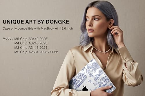 for MacBook Air 13 Inch (13.6 Inch) Case, M5/M4/M3/M2 Chip 2026 2025 2024 2023 2022, Hard Plastic Printed Cover with Screen Protector & Keyboard Cover & Dust Plugs, Toile Pattern - color: Toile Pattern