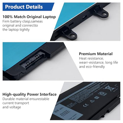 DJW 3HWPP Battery Replacement for Dell Latitude 5501 5411 5401 5410 5510 5511, 17 7500 7506 2-in-1 Black, Precision 3551 3541 Inspiron 7706 2-in-1, 10X1J N2NLL 1VY7F 451-BCMN - size: 3HWPP