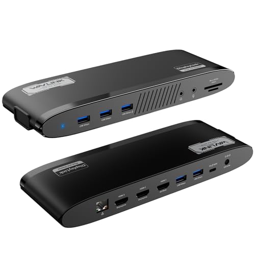 WAVLINK Docking Station, DisplayLink Dock with 3 Monitor for Mac & Windows, 13-in-1 with 100W Charging, 3 HDMI, 5 USB Ports, Ethernet, SD/TF, Audio