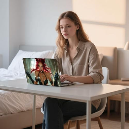 Aesthetic Laptop Skin Sticker, Red Haired Feline Warrior Waterproof Vinyl Laptop Decal, Removable Bubble Free, Reusable Protective Cover for 13 14 15 15.6 Inch - color: Red Haired Feline Warrior