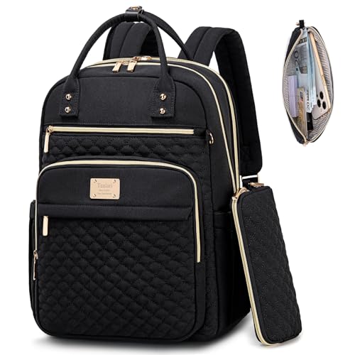 Tealari Laptop Backpack for Women,15.6 Inch Laptop Backpack for Work,Water Resistant Travel Backpack,College Bookbag with Wallet - color: Black