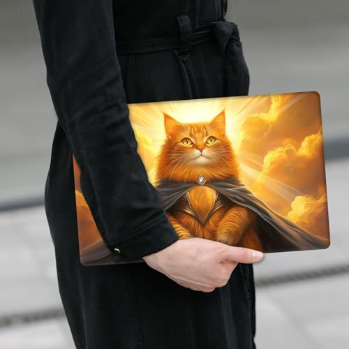 Laptop Skin Sticker Decal 12" 13" 13.3" 14" 15" 15.6",Waterproof Scratch Resistant Vinyl,Reusable Easy to Apply,for MacBook HP Dell Notebooks Netbooks Laptop,2 Wrist Pads,Cute Orange Cat - color: Cute Orange Cat