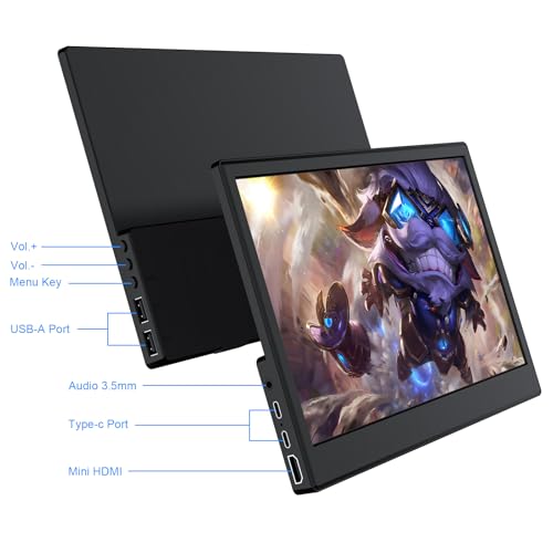 11.6 Inch Portable Monitor, Small Ultra-Slim FHD Display, Plug & Play USB-C/HDMI External Second Screen for Laptop, Smartphone, Raspberry Pi, PS5, Xbox, PC(11.6”)