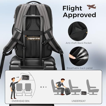 Swissdigital Design Travel Backpack 43l with USB Charging Port Laptop Backpack,TSA Friendly Flight Approved Carry-on Luggage Hand,Business Rucksack Fits 17 Inch Laptop Grey | SD1748-02 - color: Grey