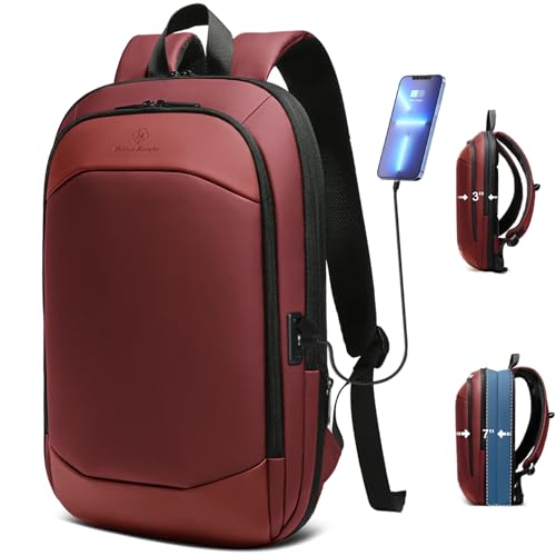 hk Business Backpack for Men, Slim & Expandable Backpack for 17 Inch Laptop | Waterproof Travel College Backpacks with USB Charger, Anti-Theft Lightweight Large Work Computer Bag for Men Women-Red - color: Red, size: 17 Inch