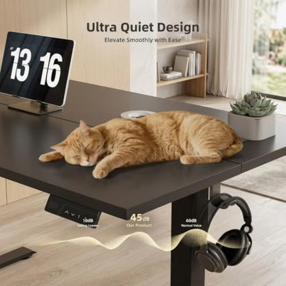 Claiks Electric Height Adjustable Standing Desk, 40x24 Inch, Deep Black | Smooth Height Adjustment, 4 Memory Presets, Cable Management Hub&Hook, Stable Steel Frame, 176lbs Capacity, Easy Assembly - color: Deep Black, size: 40