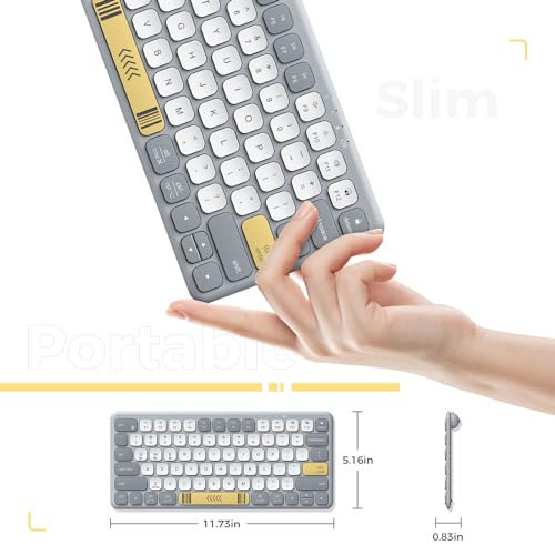 iClever BK50 Compact Bluetooth Keyboard, Portable, Vibrant Colors, Silent Typing, Syncs with 3 Devices – Compatible with Tablet, iPad, iPhone, Windows