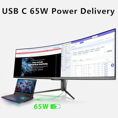 INNOCN 49" Curved Ultrawide 3840 x 1080P 144Hz Monitor, Screen Split for Productivity/Gaming, 32:9, R1800, HDR400, USB C, DisplayPort, HDMI, Speakers, Adjustable, Black - style: DWFHD 144Hz
