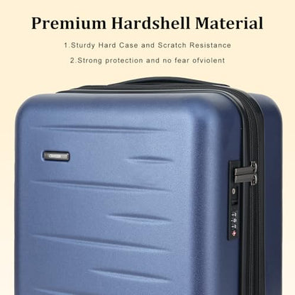 CENSIEN 16 Inch Underseat Carry On Luggage Airline Approved, Expandable Lightweight ABS+PC Hard Shell Suitcases with 360° Spinner Wheels, TSA Lock, YKK Zipper, for Business Weekender (Blue, 1 PC) - color: Navy Blue, size: Underseat - 16 Inch - EXT