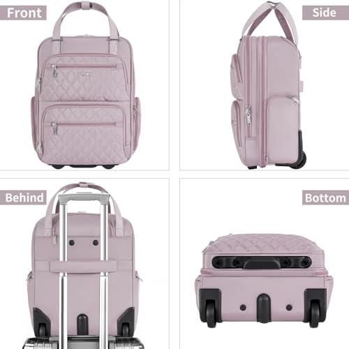 Underseat Carry On Luggage with Wheels, 17 inch Lightweight Overnight Soft Sided Personal Luggage Bag Carry-On Suitcase for Short Trip Travel Business, Pink - color: Purple Pink
