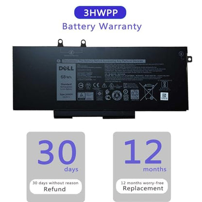 DELL 3HWPP Battery for Dell Latitude 5401 5410 5411 5501 5510 5511 Precision 3541 3551 Inspiron 7706 2-in-1 Inspiron 7500 2-in-1 Inspiron 7506 2-in-1 Black 03HWPP 10X1J N2NLL 1VY7F 451-BCMN 15.2V 68Wh