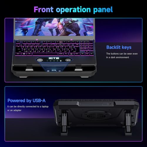 IETS GT300 Upgraded Laptop Cooling Pad with Adjustable Stand, Turbo Boosted Cooler for Rapid Cooling 10-17inch Gaming Laptop, Flexible Sealing Ring，Featuring Air Filtration Adjustable clamp - color: GT300B0(Basic)
