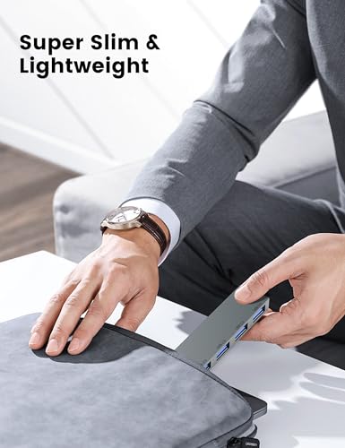 Fidioto USB Hub, 4-Port USB Splitter(1 * 3.0 Hub, 3 * 2.0 Hub) USB Splitter USB Expander for Laptop,Windows PC,Mac,Printer,Flash Drive,Mobile HDD, Notebook PC - color: 4in1-Left-Grey