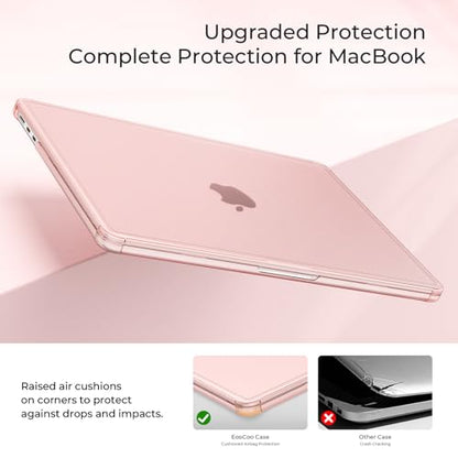 EooCoo Reinforced Anti-Crack Case for MacBook Air 13 inch,M5-M2 2026-2022 | True-to-Device Matte Texture, Anti-Fingerprint, Perfect Fit, Hard Shell Laptop Cover for MacBook Air 13.6 inch - color: Pink