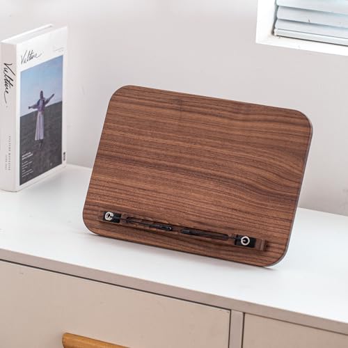 Portable Book Stand for Reading, Adjustable Wooden Laptop Stand. Foldable Desktop Stand for Cookbook, Fits All Books (Walnut, Chinoiserie Simple) - color: Walnut, size: Chinoiserie Simple
