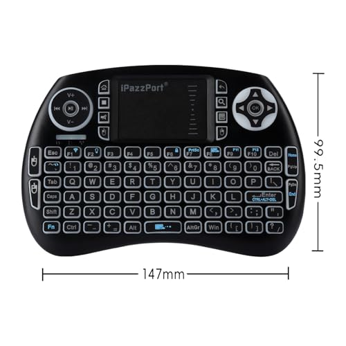 iPazzPort Mini Bluetooth & 2.4GHz Wireless Keyboard with Touchpad Mouse, 3-Color Backlit Portable, Rechargeable, for Smart TV/Fire TV/Android TV Box/PC/Mac/Raspberry Pi