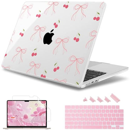May Chen for MacBook Air 15 inch Case M5 M4 M3 M2 2026 2024-2023, Model A3448 A3241 A3114 A2941, Closes Seamlessly Hard Shell Laptop Cover with Keyboard Cover, Bow - color: Bow