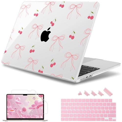 May Chen for MacBook Air 15 inch Case M5 M4 M3 M2 2026 2024-2023, Model A3448 A3241 A3114 A2941, Closes Seamlessly Hard Shell Laptop Cover with Keyboard Cover, Bow - color: Bow