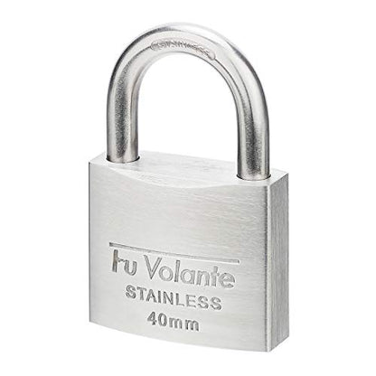 Stainless Steel Pin Tumbler Padlock, 304 Marine Series, Weatherproof Padlock for Outdoor use, 1-1/2 inch Wide Body, Keyed Alike Locks- Stainless Steel Body & Shackle-2 Pack - color: FUPS240