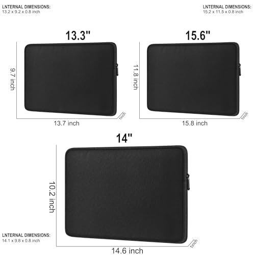Laptop Case Sleeve 14 Inch, Shockproof Protective Traveling Computer Cover, Water Resistant Portable Laptop Carrying Bag Compatible for Lenovo, HP, Dell, Asus, MacBook Air/Pro, Black
