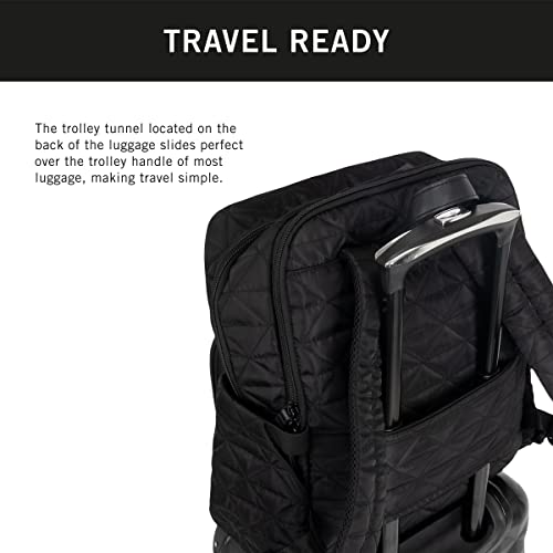 Kenneth Cole REACTION Diamond Tower Collection Lightweight Hardside Expandable 8-Wheel Spinner Travel Luggage, Black, 2-Piece Bundle (Carry On + Backpack) - color: Black, size: 2-Piece Bundle (Carry On + Backpack)