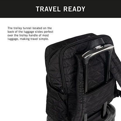 Kenneth Cole REACTION Diamond Tower Collection Lightweight Hardside Expandable 8-Wheel Spinner Travel Luggage, Black, 2-Piece Bundle (Carry On + Backpack) - color: Black, size: 2-Piece Bundle (Carry On + Backpack)
