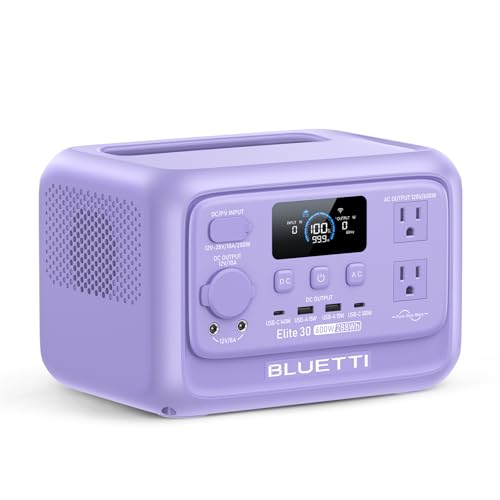 BLUETTI Elite 30 V2 Portable Power Station 288Wh 600W LFP Solar Generator | AC Outlet (Power Lifting 1500W), Fast Charging LiFePO4 Battery Backup, UPS Backup Power for Camping, Road Trip, Outage - style: BLUETTI Elite 30 V2 Twilight Glow Purple