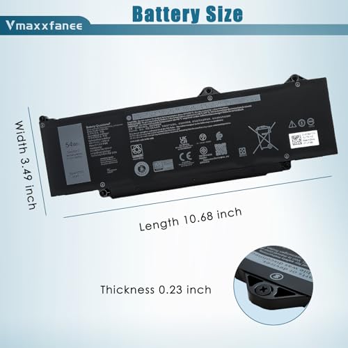 54Wh R73TC Laptop Battery Replacement for Dell Latitude 5340 5350 5440 5450 5540 5550 7455 3340 3440 3450 3540 3550 Precision 3480 3490 3580 3590 P181G P182G Series 0V042N V042N 11.4V - size: 10.37*3.38*0.18 inch R73TC