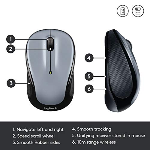 Logitech Wireless Mouse M325 with Designed-For-Web Scrolling - Light Silver - color: Light Silver