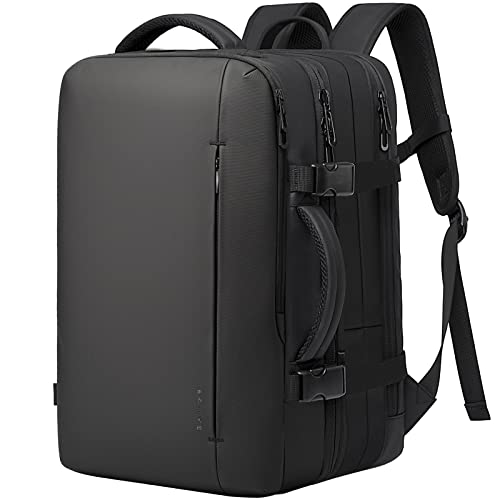BANGE 45L Men's Expandable Travel Backpack, Men's Laptop Backpack for 17.3Inch Laptop, Carry On Backpack Fits Under Seat Airline Approved, Personal Item Travel Bag for Men… - color: Black(vertical Pocket), size: 45L(expansion)