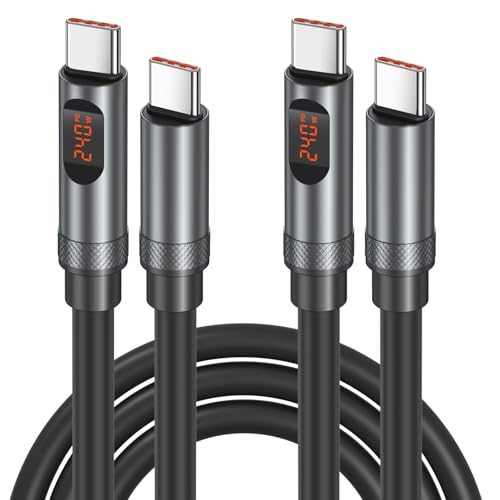 C to C Cable Fast Charging, Excgood 240W [6ft] USB-C Charge Cable with LED Display Ultra Long Type C Charger Cord for iPhone 17 16 15 iPad MacBook Pro Air Laptops Galaxy S26 S25 Android Phones, 2-Pack - size: 6ft