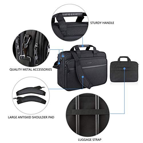 KROSER Laptop Bag Premium Laptop Briefcase Fits Up to 17.3 Inch Laptop Expandable Water-Repellent Shoulder Messenger Bag Computer Bag for Travel/Business/Men/Women-Black