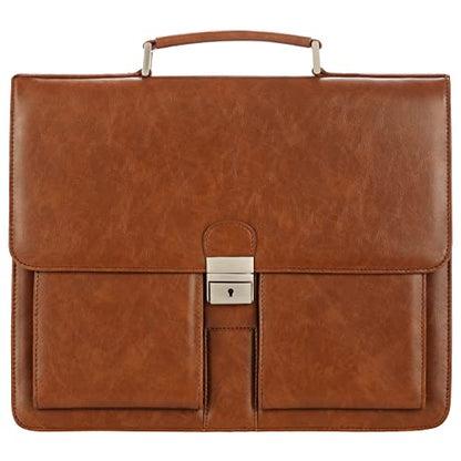 Jack&Chris Mens New PU Leather Attache Briefcase Traditional Messenger Lawyer Bag, MBYX015 - color: Coffee