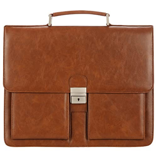 Jack&Chris Mens New PU Leather Attache Briefcase Traditional Messenger Lawyer Bag, MBYX015 - color: Coffee