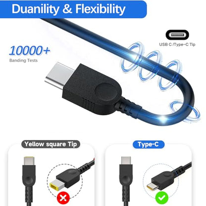 100W USB C Laptop Charger, GaN Fast Type-C Power Adapter Compatible with Lenovo ThinkPad X1 Carbon, Legion Slim 5, ThinkBook 14+ 16+, Yoga Pro 7, IdeaPad 5