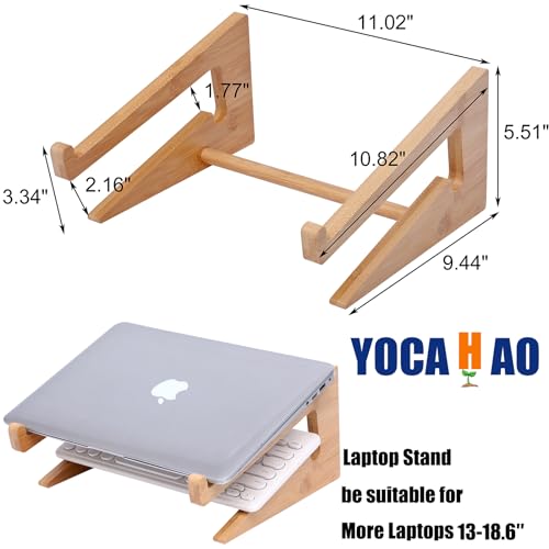 Wooden Laptop Stand Vertical Laptop for 13-18.6in Laptop,Bamboo Stand for Desk