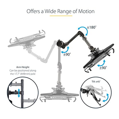 StarTech Monitor Arm up to 32in, 9.9lb/4.5kg, VESA (A2-Laptop-Desk-Mount) | For a Single Display up to 32" (17.6lb/8kg), With VESA Laptop Tray, Up to 9.9lb (4.5kg), Adjustable, Clamp or Grommet Base - style: Dual