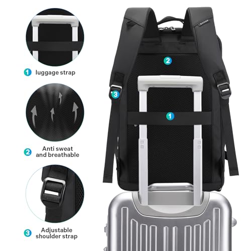 BANGE 40L Travel Backpack with Shoe Compartment, Large Capacity Weekender Bag Daypack Fits 17.3 Inch Laptop, Carry-on Luggage Backpack with Water Bottle Holder for Traveling, Hiking, Business - color: Black