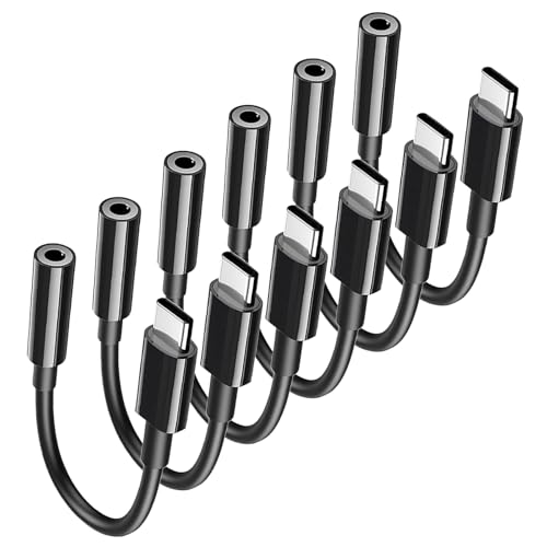 USB C to 3.5mm Headphone Jack Adapter Type C Audio Aux Cable Dongle Compatible with iPhone 16/15/15 Plus/15 Pro/15 Pro Max/iPad/Pixel, Samsung Galaxy S23 S22 S21 S20 Ultra Z Flip/Note (Black, 6pcs) - color: Black, size: 6pcs