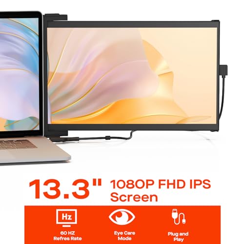 MP Portable Monitor - 2026 Mobile Pixels Nexus 13.3" Laptop Screen Extender | IPS Ultra Slim Laptop Monitors, USB C/USB A/HDMI 1080P Monitor for 14"-17" Laptops, Windows/macOS/Android/Switch Compatible