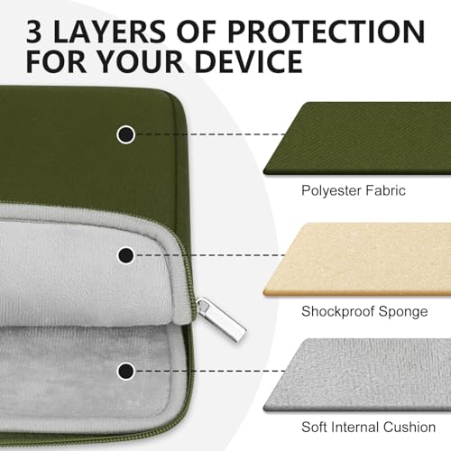 Laptop Sleeve Bag Compatible with 15 to 16 inches MacBook HP Dell Asus Acer Protective Case with Front Pocket Padded Computer Pouch Cover Protective for 15” to 16” Laptop, Green - color: Army Green, size: 15/16 inches